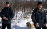 Stan Enns, Phil Gies and Toby the Terrier