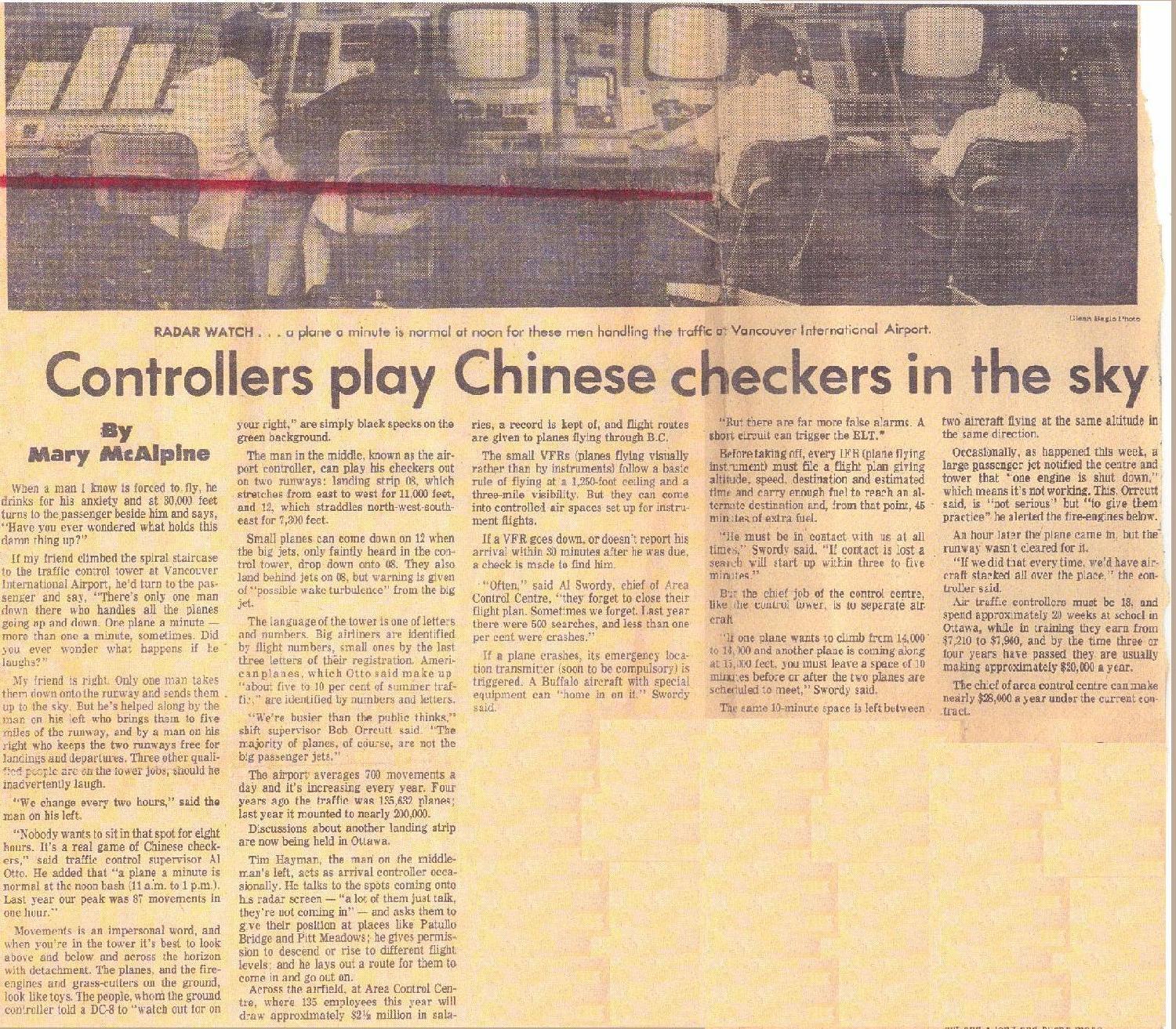 1967 - Vancouver Sun article (left mouse click for large image)